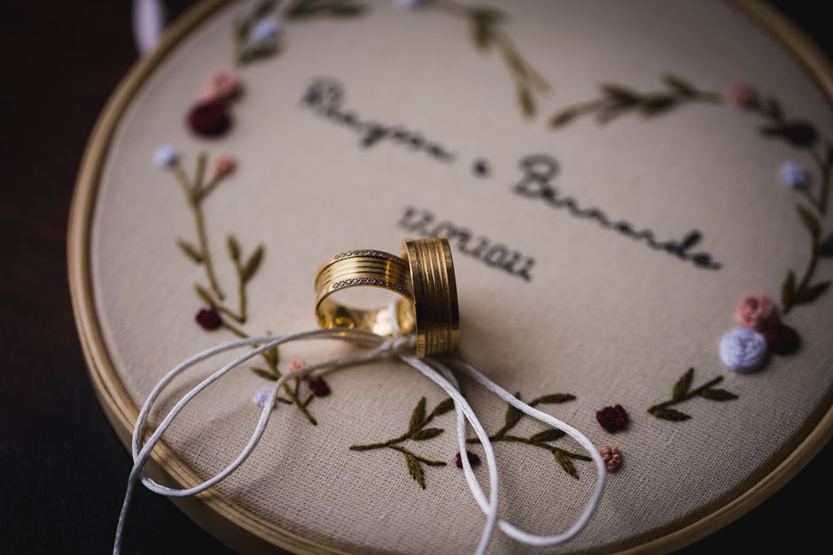 Close up of elegant wedding rings